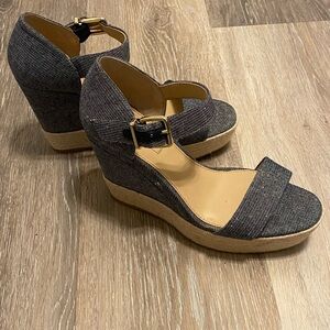 Stylish Navy Blue Wedge Sandals